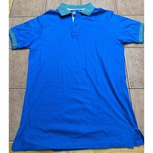 Vintage Pen West Pendleton Lobo Sz Med Polo Shirt Blue Green Cotton USA Made‎
